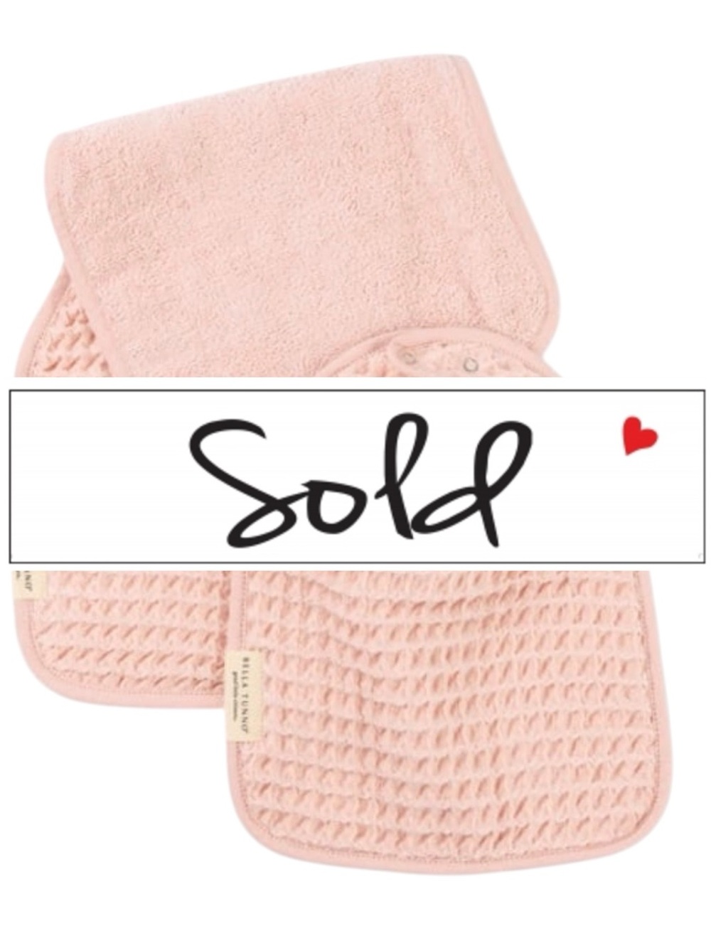 NWT Bella Tunno Reversible Bib and Newborn Large Burp Cloth Set- Color Blush